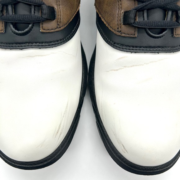 FootJoy GreenJoy Golf Shoes Mens 10.5 M White Brown Golf Spiked Waterproof 45516 - Picture 4 of 12